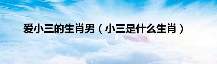 爱小三的生肖男（小三是什么生肖）