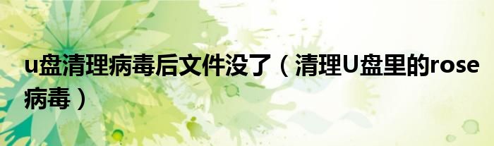 u盘清理病毒后文件没了（清理U盘里的rose病毒）