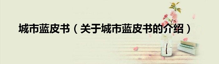 城市蓝皮书(关于城市蓝皮书的介绍)