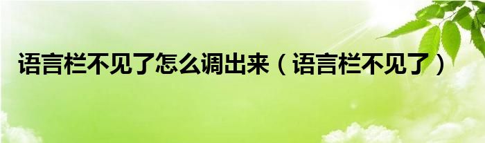 语言栏不见了怎么调出来（语言栏不见了）