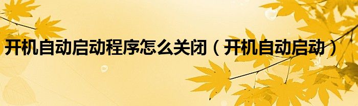 开机自动启动程序怎么关闭（开机自动启动）