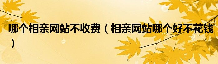 哪个相亲网站不收费(相亲网站哪个好不花钱)