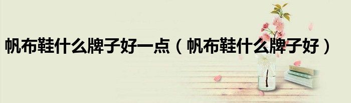 帆布鞋什么牌子好一点（帆布鞋什么牌子好）
