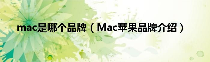 mac是哪个品牌(Mac苹果品牌介绍)