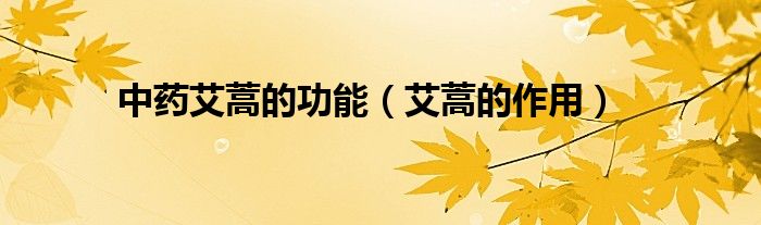 中药艾蒿的功能（艾蒿的作用）