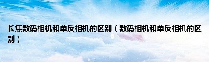 长焦数码相机和单反相机的区别（数码相机和单反相机的区别）
