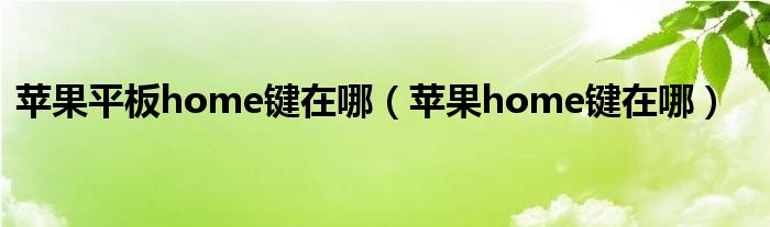 苹果平板home键在哪（苹果home键在哪）