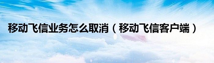 移动飞信业务怎么取消(移动飞信客户端)