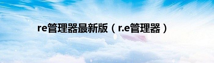 re管理器最新版（r.e管理器）
