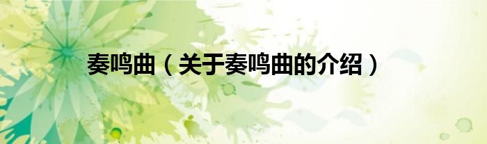 奏鸣曲（关于奏鸣曲的介绍）