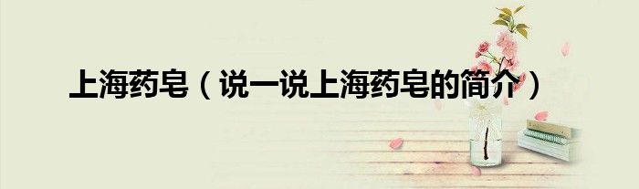 上海药皂(说一说上海药皂的简介)